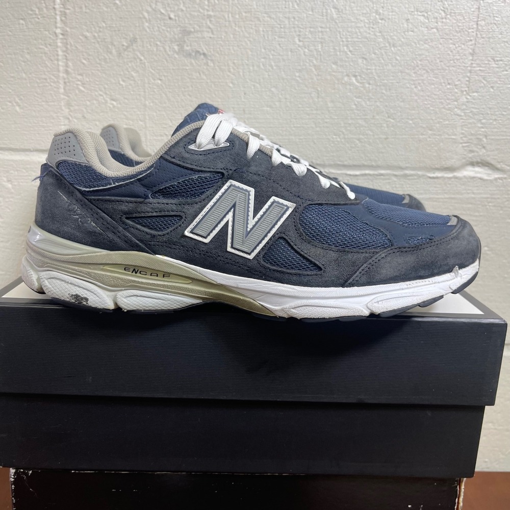 New Balance 990v3 M990NV3 Navy Blue Suede Running Shoes Sneakers Men's 13 D